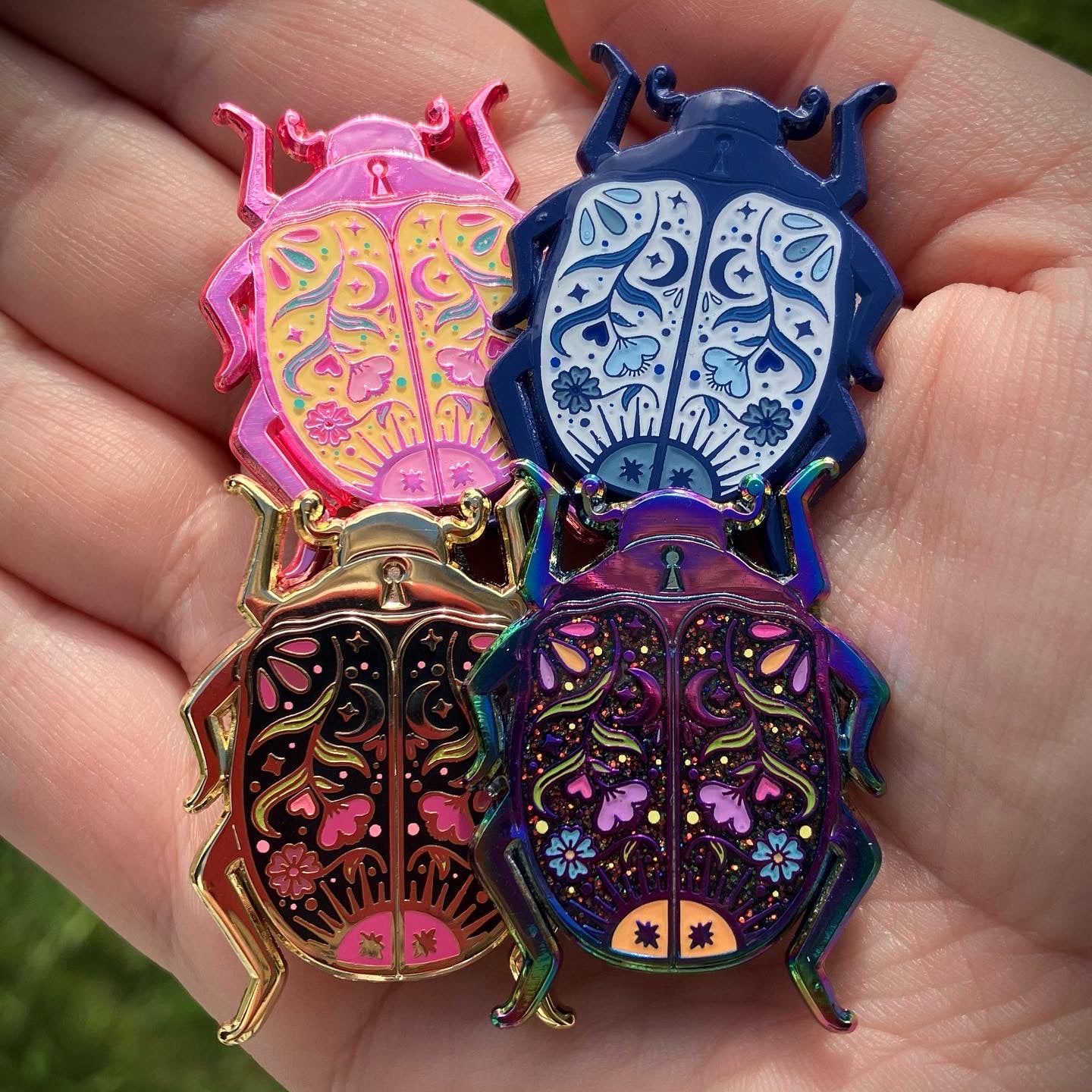 Floral Beetle Enamel Pin