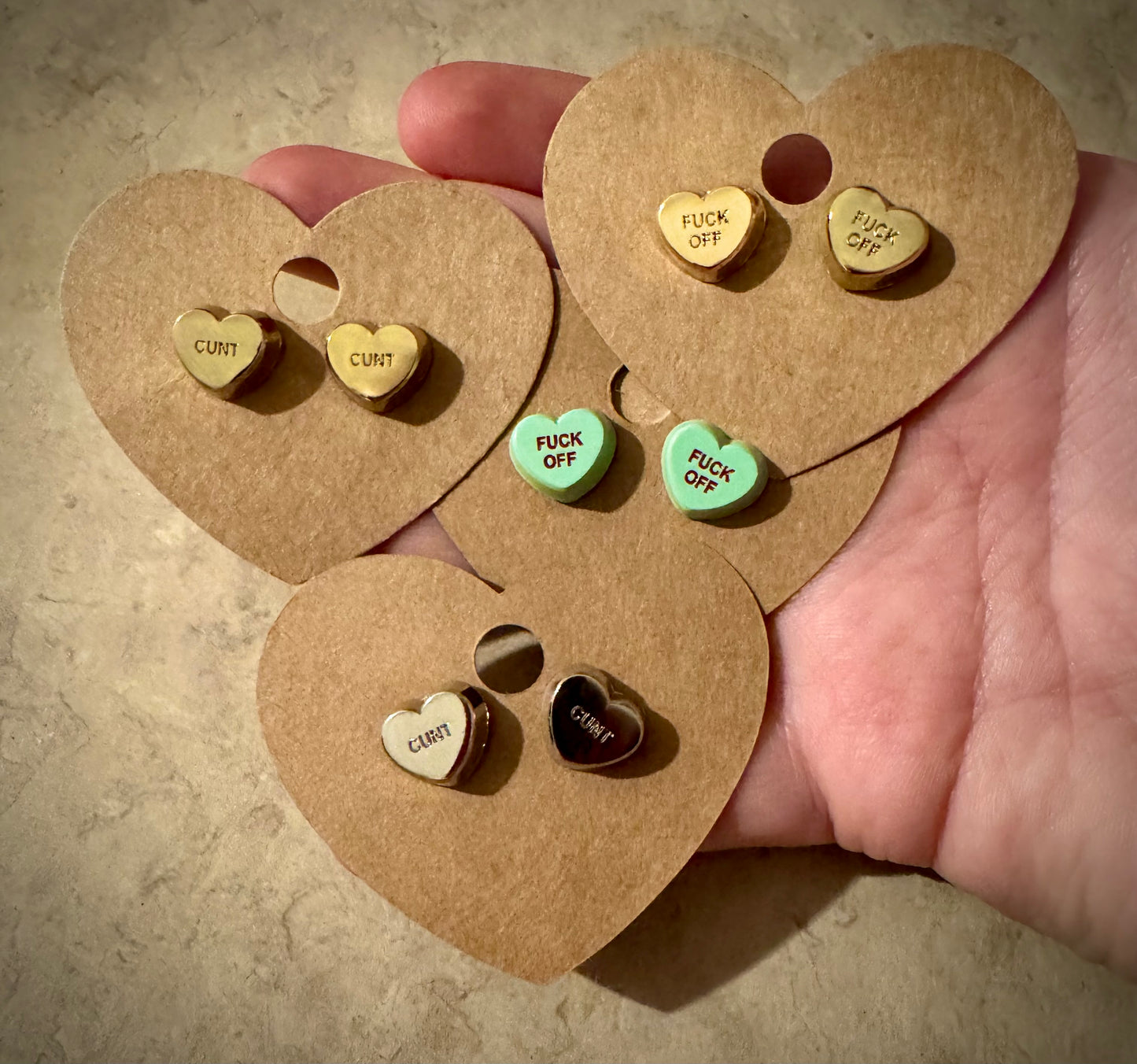 Salty Heart Candy Heart Earrings