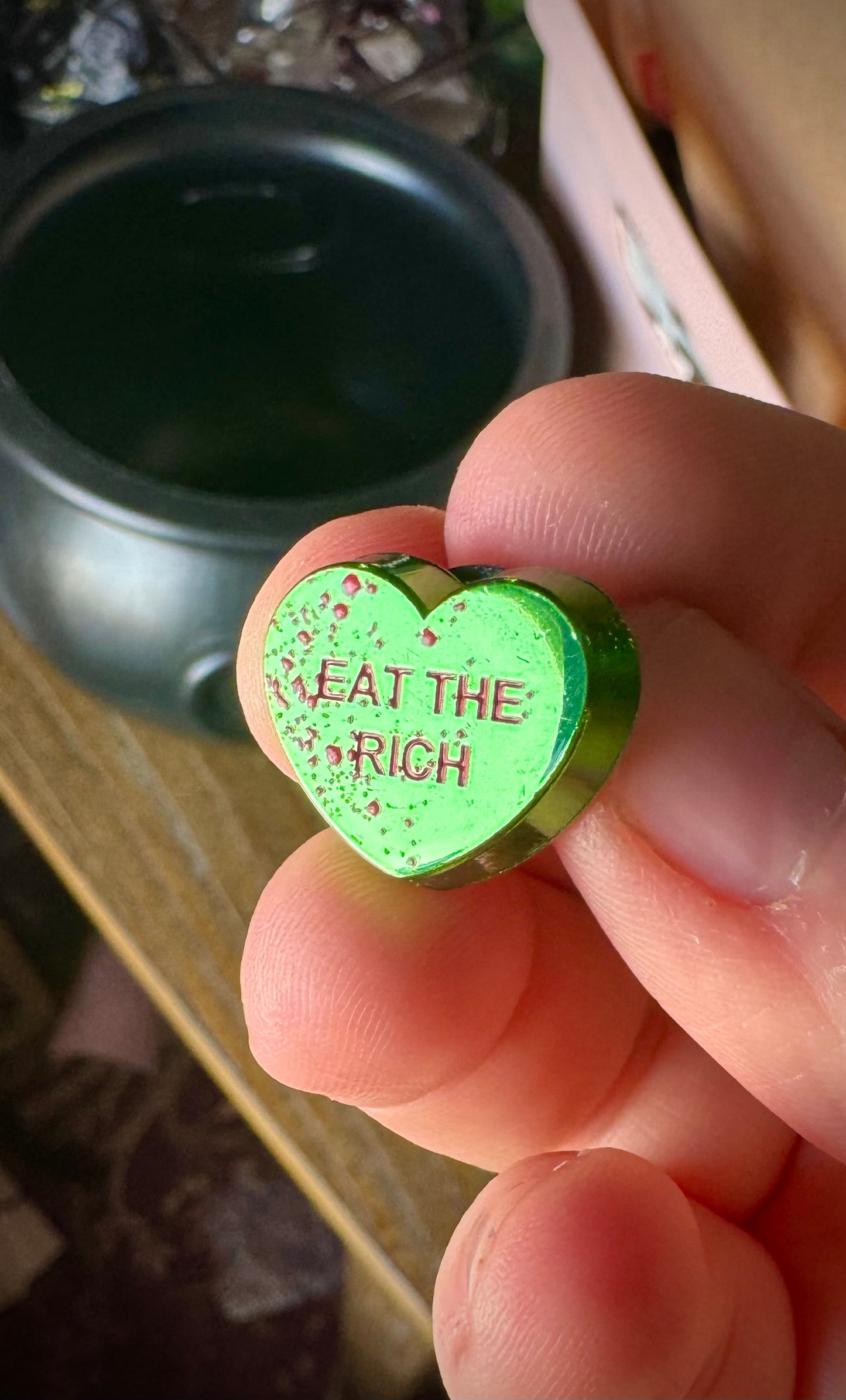 Green Ano Eat the Rich pin