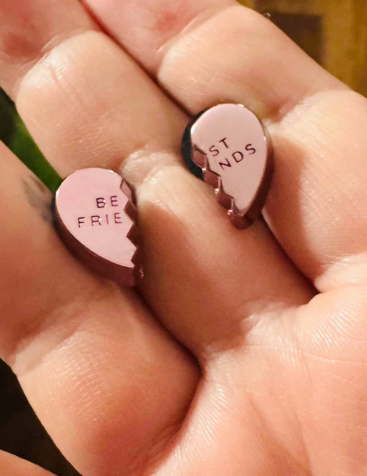 Best Friend Set of Pink Ano Hearts